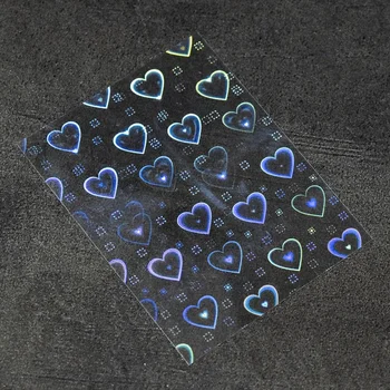 1 Folha De Aurora Laser Coração Etiqueta Da Arte Do Prego Super Brilhante De Amor De Padrão De Estrela De Unhas De Vidro Folha De Película Autocolante De Decoração De Unhas Manicure