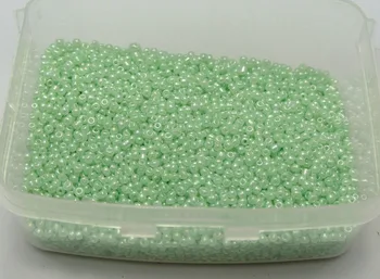 10000 Ceilão Verde Pastel de Vidro, Missangas de 1,5 mm (12/0) + Caixa de Armazenamento