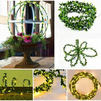 10m Verde Artificial Ivy Garland Plantas de Videira Pendurado Com 100 Luz da corda Led Para Casa, Cozinha, Jardim de Casamento Decoração da Parede