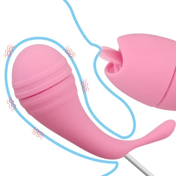 2 Em 1 Ovo Vibratório Inserível Mulheres Vagina Massageador G Spot Língua Lambendo Vibrador Estimulador Do Clitóris Brinquedos Sexuais Para Adultos Do Produto