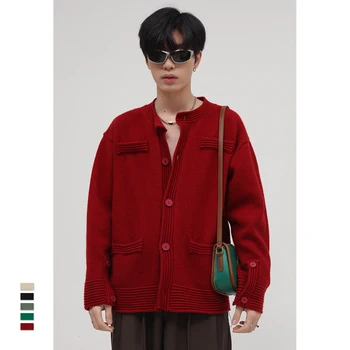 2022 Outono Inverno, Casacos De Malha Camisola De Malha Sólida Coreano Homem Da Moda, Blusas Jaqueta