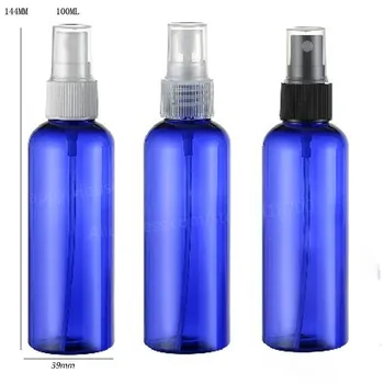 24 x 100 ml de Azul Cobalto DIY Rodada do Ombro Plástico Frasco de Perfume 100cc animal de ESTIMAÇÃO Branco Fragrância Pulverizador de Névoa Garrafa
