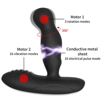 360 Rotação de Próstata Massageador do ponto G Plug Anal em Silicone Masculino Masturbação Produtos do Sexo Vibração Brinquedos Sexuais para os Homens sem Fio