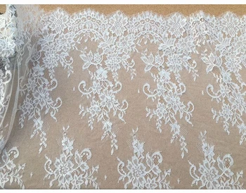 3meters 150CM de Malha Cílios Laço Branco&Preto Bordado Floral Suave Clássico Guarnição do Laço de Artesanato de Costura Para Vestido Decoração