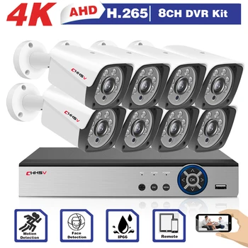 8-Canal de 4K de Detecção de Rosto de Vídeo do Sistema de Segurança DVR gravador à prova de Intempéries ao ar livre de CCTV Sistema de Câmera H. 265+ Kit de Vigilância