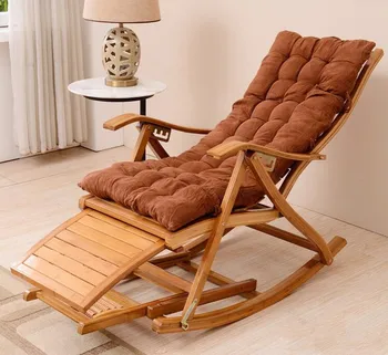 A Moderna Cadeira De Balanço De Bambu Mobiliário De Exterior/Interior Rocker Reclinado Para Trás Cadeira De Mecânica De Bambu Cadeiras De Balanço De Almofadas