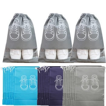 A casa Não-tecido de Sapatos Saco Multifuncional Sapatos de Armazenamento Organizador de Malas de Viagem Portátil Tote Cordão, Saco para Roupas Sapatos 5pcs