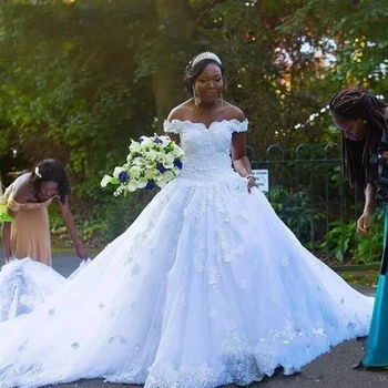 Africana De Mulheres Negras Design De Flor Do Vestido De Casamento Vestido De Baile Off Ombro De Renda Plus Size Vestidos De Noiva Princesa