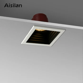 Aisilan Recessed DIODO emissor de luz Downlight do COB Praça Anti-Brilho da Lâmpada para Sala, Quarto, Corredor Led Built-em Ponto de Luz 7W AC90-260