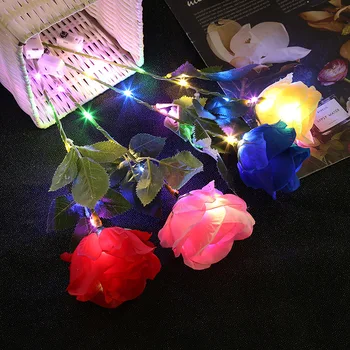 Artificial DIODO emissor de Luz da Flor Colorido Luminoso Rosa Única Presentes Casa Decoração Sala de estar Falso, Flores Dia dos Namorados Presente