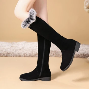 BLXQPYT manter aquecido botas de neve de mulheres fashion zíper plataforma de coxa alta joelho botas de pelúcia quente inverno botas sapatos tamanho 34-48 c19-28