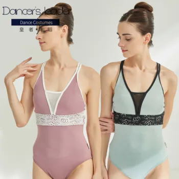 Ballet Maiô para as mulheres o exercício do laço da roupa funda cruz calças de ginástica para adultos elegante aérea roupa do yoga