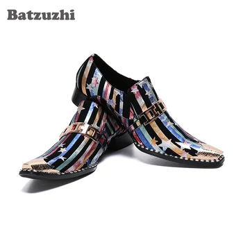 Batzuzhi Dedo Apontado Vestido de Couro Sapatos de Homens Tipo italiano Homens Sapatos Cor de Sapatos de Casamento para os Homens de Festa, Tamanhos Grandes US6-US12