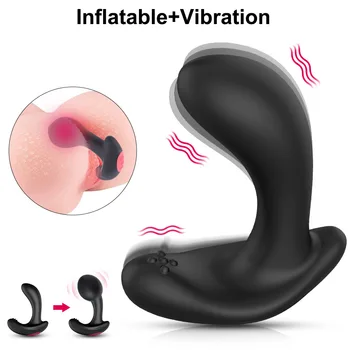 Controle Remoto Sem Fio Da Bomba Do Sexo Masculino Massagem De Próstata Vibrador Plug Anal Inflável Expansão De Vibração Anal Brinquedos Sexuais Para Os Homens, Mulher