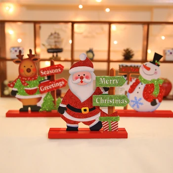 Criativo De Madeira Letra Em Inglês Santa Claus Boneco De Neve Mini Enfeite De Natal-Presente De Brinquedo Acessórios Para A Decoração Home