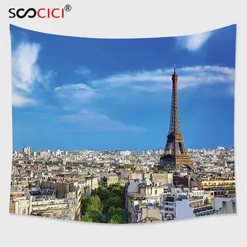 Cutom Tapeçaria Pendurada na Parede,a Torre Eiffel Decoração de Coleta de vista Panorâmico sobre a Torre Eiffel, do Arco do Triunfo Dia de sol Claro