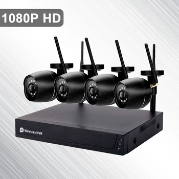 Câmera de Vigilância de vídeo de NVR Kit IP66 Waterproof a 1080P 2MP sem Fio 4CH Câmera do IP de WIFI do Sistema de Segurança CFTV Net Gravador de Vídeo