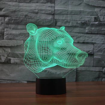 Cão de Cabeça 3D Noite de Luz Crianças Brinquedo de Presente LED 3D Remoto Touch Lâmpada da Tabela 7 Cores de Piscamento do DIODO emissor de Luz Como a Festa de fim de Decorações