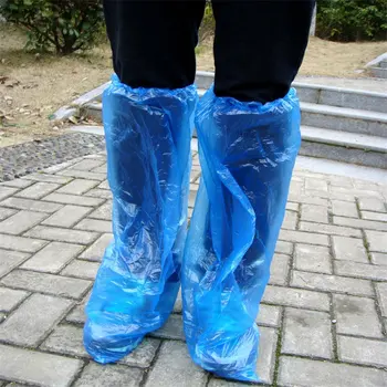 Descartáveis Sapato Cobre Azul de Chuva, Botas e Sapatos de Tampa Plástica Longa de sapatos Capa Clara, Impermeável, Anti-Derrapante Overshoe