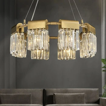 Designer lustre de cristal de ouro sala de estar de iluminação moderno e simples de novo quarto lâmpada decorativa