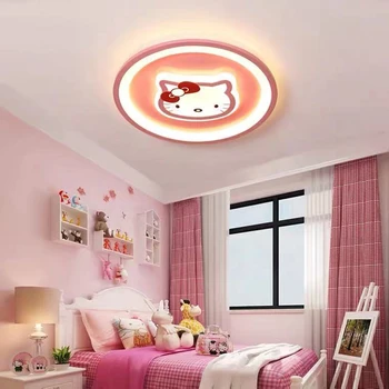 Dimmable cor-de-rosa bonito da menina princesa luzes do teto, lustres quarto a luz de criança do bebê quarto de crianças plafonnier lâmpada de teto led gato
