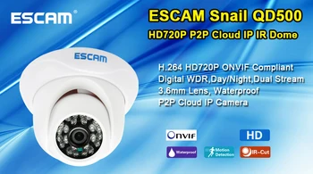 ESCAM QD500 720P DWDR IR Câmera da Abóbada do IP de P2P de Armazenamento em Nuvem 1