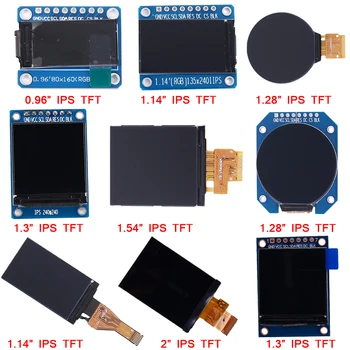 Ecrã TFT, tela 0.96/1.14/1.28/1.54/2 Polegadas HD IPS TFT a Cores LCD Módulo de ST7735 ST7789 GC9A01 Driver IC SPI Interface