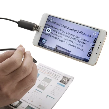 JCWHCAM HD 720P 2 Em 1 USB Android Endoscópio 8mm 6 LED à prova d'água Boroscópio Câmara de Inspecção com 2m de Comprimento do Cabo USB 4
