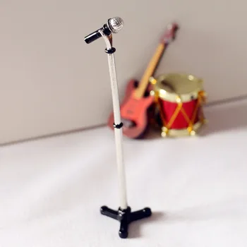 Kawaii 1:12 Mini Suporte De Microfone Microfone Modelo Em Miniatura De Cena Modelo De Casa De Boneca Acessórios De Tiro Adereços