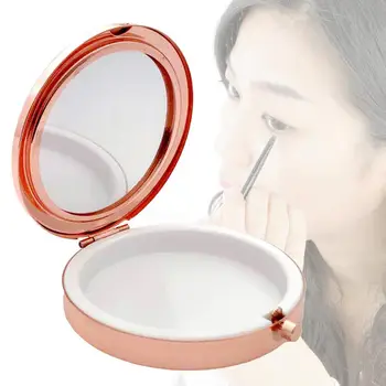 Levar no Espelho Dobrável Mini-Espelho Leve e Dobrável de Aço Inoxidável do Espelho areia movediça Cílios Caixa de Espelho de Maquiagem para as Mulheres