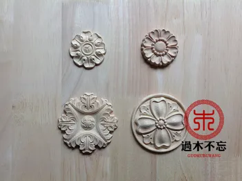 Madeira de dongyang, escultura em madeira de moda círculo de flores de madeira apliques de canto de flor ofhead applique