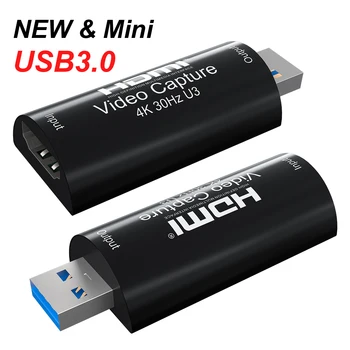 Mini 4K EM HDMI Para USB 3.0, Placa de Captura de Vídeo Jogo de Gravação de Caixa para Computador PC Youtube OBS Live Streaming FULL HD 1080P 60fps