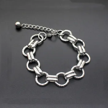 Moda simples de titânio redonda de aço bracelete pulseira de aço inoxidável jóia dos homens quentes da venda