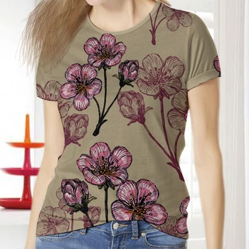Mulheres T-Shirt de Impressão 3D Botânica Padrão Verão Camisetas de Manga Curta Luxo Camisetas Harajuku Mujer Casual Meninas Senhoras de grandes dimensões Divertido