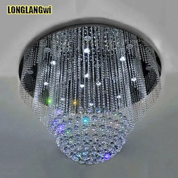 NOVO redonda Grande Modernos K9 LED Lustres de Cristal de cristal de luxo iluminação brilho lobby do hotel lâmpadas do candelabro 1