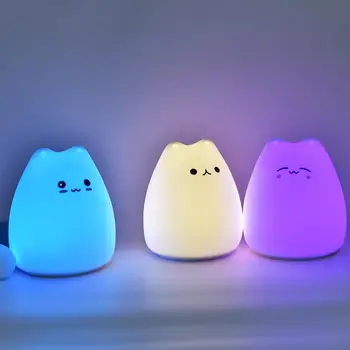 Nightlight lâmpadas de LED Indoor Mini Bonito dos desenhos animados do Gato Pat Silicone Macio, Luzes de Cabeceira Para uso Doméstico Crianças Brinquedo Presentes de Decoração de Quarto de Lâmpada