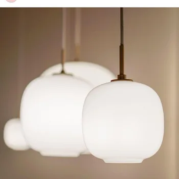 Nordic Luminária Pendente De Design Dinamarquês Branco Bola De Vidro Hanging Lamp Sala De Estar Decoração De Quarto De Cabeceira Lâmpada Moderna Lustre 0