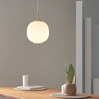 Nordic Luminária Pendente De Design Dinamarquês Branco Bola De Vidro Hanging Lamp Sala De Estar Decoração De Quarto De Cabeceira Lâmpada Moderna Lustre 1