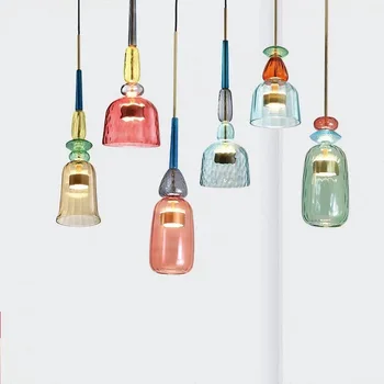 Nordic cor candy lustre simples ins sala único de vidro da cabeça minimalista e casa de família sala de jantar, quarto, bar da lâmpada