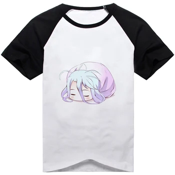 Novo quente NÃO JOGO a VIDA de anime tshirt Imanity Sora Shiro Unissex Casual Manga Curta Camiseta bonito imprimir Tee