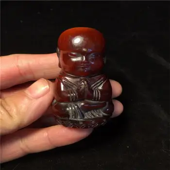 O Budismo Antigo Yak Chifre Material Escultura Pouco Monge Noviço Mão Peças Da Coleção De Enfeites Para Decoração De Casa Meditação Deco