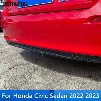 Para Honda Civic Sedan 2022 2023 Fibra De Carbono Pára-Choques Traseiro Lábio Tampa Guarnição Do Lado Saia De Carro Adesivo Protetor De Acessórios, Estilo Carro