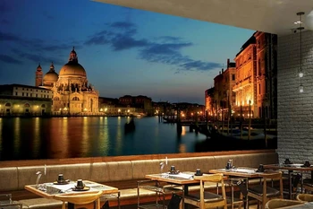 Personalizado cenário mural,Itália Noite o Canal da cidade papéis de parede,quarto de hotel, restaurante, bar, sala de tv parede do quarto em 3d papel de parede 1