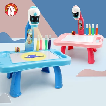 Projetor de Arte Desenho de Tabuleiro de Crianças Tabela Com Caneta Stencils Para Pintura Jogos de DIY Montessori Colorir Brinquedos Educativos Para Meninas