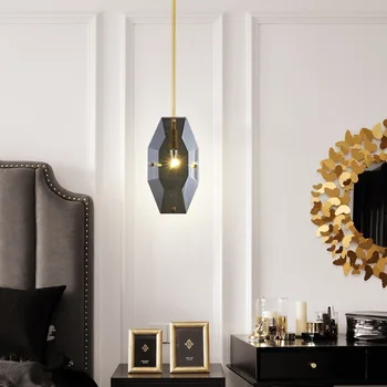 Pós-moderno de luxo Crystal LED luzes Pingente Único cabeça de mesa de Jantar barra de Cobre de Iluminação Restaurante Quarto de Suspensão de iluminação 0