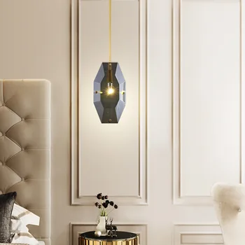 Pós-moderno de luxo Crystal LED luzes Pingente Único cabeça de mesa de Jantar barra de Cobre de Iluminação Restaurante Quarto de Suspensão de iluminação 1