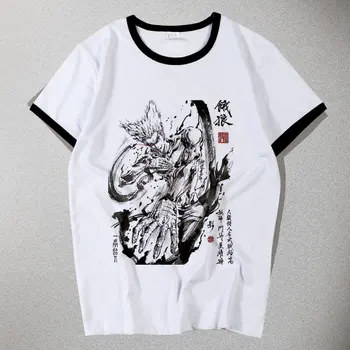 Saitama T-shirt Anime Um Soco Homem Cosplay T-shirts pintura de tinta de verão camiseta Tops Homens Tees