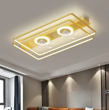 Simples atmosfera moderna sala de estar, ventoinha lâmpada integrado, a lâmpada do teto criativo ventilador elétrico Lustre