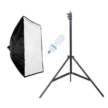 Softbox Iluminação Kit E-27, com a Luz de Stand Dobrável Macio Caixa para Conferência Retrato