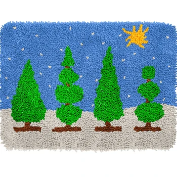 Tapete bordado de Trava do gancho tapete kits com Pré-Impresso Padrão de fazê-lo sozinho decoração de Natal Tapeçaria Árvore Hobby Artesanato